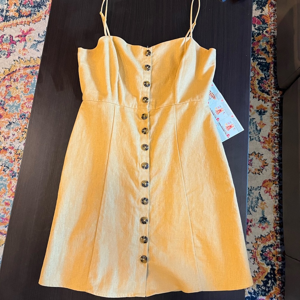 Button down dress. Burnt yellow